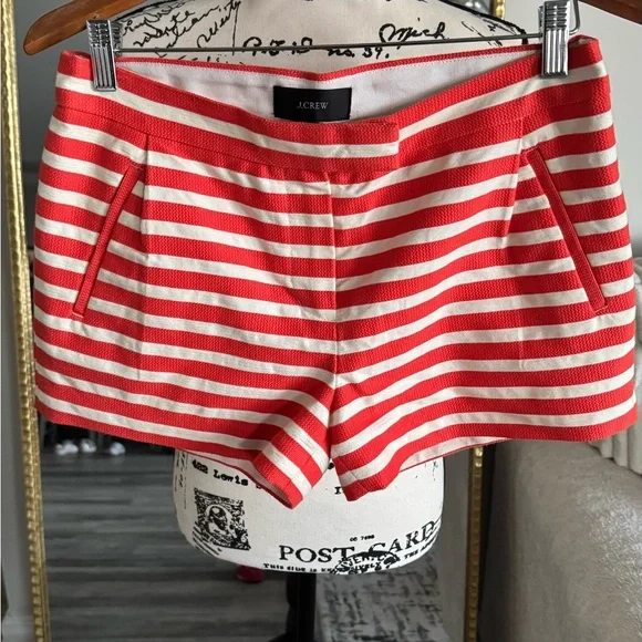 J. Crew | Shorts | J Crew Orangered And White Striped Shorts Size 4 - Picture 5 of 8